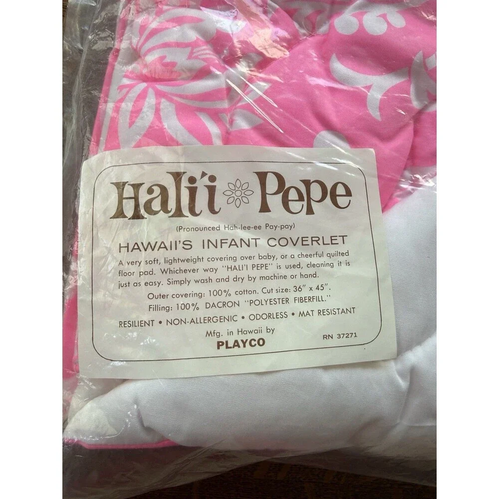 Vintage Playco Hawaii Hali'i Pepe baby blanket comforter cover Pink Brand New